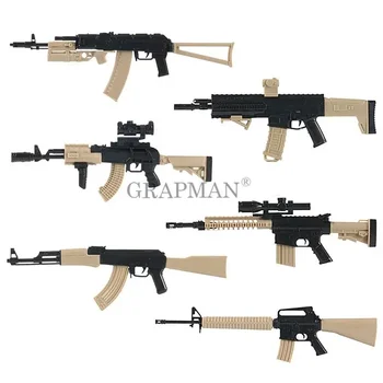 1/6 Събрани Пистолет С Покритие AK47 AK74 AKM AKM M416 M16A4 С Отразяващи Пластмасова Рисувани Военна Симулация Модел на Оръжия За Фигурки