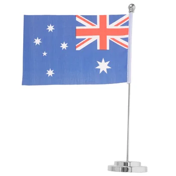 1 комплект настолен хартата на Австралия Тенис на флаг Малък австралийски флаг със стойка Малък австралийски декор