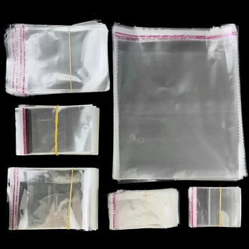 100/200 бр Прозрачни пластмасови торбички ИНВЕСТИЦИЯ с различни размери с прозрачен самоклеящимся мултиплексиране, подарък пакет за опаковане на стоки на едро