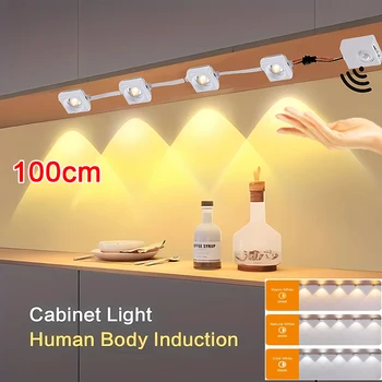 100 см Led сензор за движение, Безжични нощни осветителни тела, сензор за човешкото тяло, Led лампа за кухненски шкаф, шкаф за спалня, вътрешно осветление