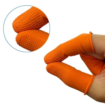 100шт гумени противоскользящих накладки за пръстите оранжев цвят, за еднократна употреба, защитни облицовки за ремонт на електроника, лесни за използване