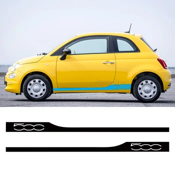 2 елемента Етикети на пола в страничните ленти на вратата на колата, Vinyl стикер за купето на автомобила, стикер за Fiat 500 Abarth 595 695 500C 500e, външно боядисване