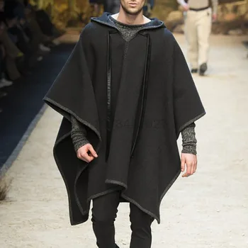 2023 Костюми за cosplay на Хелоуин и за мъжете, и за възрастни, Средновековна готическа Вълна палто, Дрехи черния рицар от епохата на Ренесанса средни векове