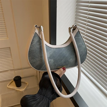 2023 Нова модерна чанта под мишниците, Дизайнерски дънки и чанта през рамо, жените празнична чанта през рамо, ежедневни пазарска чанта с цип