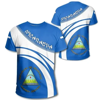2023 Нова тениска с 3D флага Никарагуа, ежедневни мъжки дрехи, модерен топ, мъжки и дамски дишаща тениска, къса тениска оверсайз
