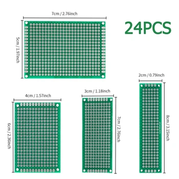24ШТ Комплект печатни платки Прототип заплата Двустранно печатна платка 2*8 3*7 4*6 5* електронни комплекти за запояване 7 см, със собствените си ръце