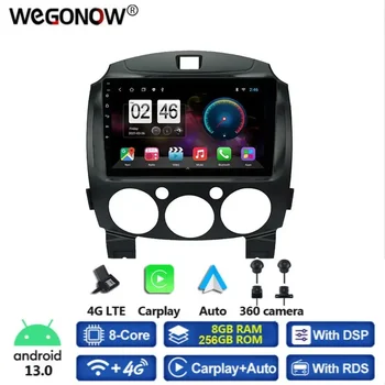 360 Панорамна Камера Carplay 8G + 256G Android 13,0 Кола DVD плейър GPS карта WIFI Bluetooth 5,0 RDS Радио За MAZDA 2 от 2007 2008-2013
