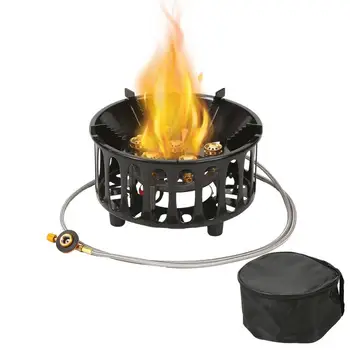 7-ядрена ветрозащитная печка с Мощност 16800 W, газова горелка, печка с регулируеми газов клапан за къмпинг, готвене, пикник на открито