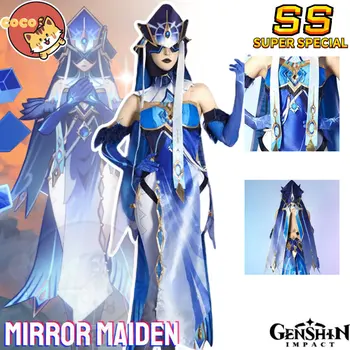 CoCos-SS Играта Genshin Impact Mirror Maiden Cosplay костюм Genshin Impact Cosplay Fatui Harbinger Mirror Maiden Плюс Размер