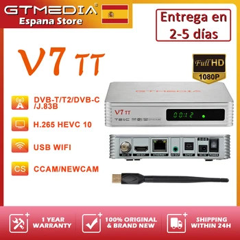 GTMEDIA V7 TT Full HD 1080P Наземен ТВ-Приемник DVB-T/T2/Кабелен Декодер H. 265 HEVC 10Bit С USB WIFI с tdt PVR Телеприставка