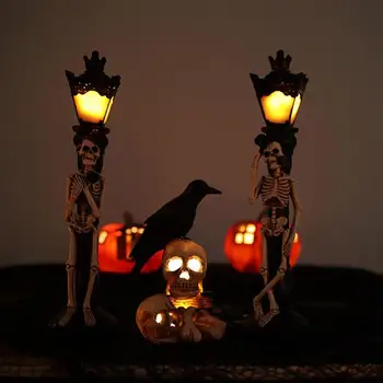Led лампа за статуи на Черепа тиква, лампа за статуи дизайн на Черепа тиква фенер за тикви за Хелоуин, led лека нощ, тиквен Чай лампа за