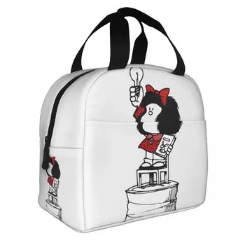 Mafalda Kawaii Цвети Изолирани Чанти За Обяд Чанта-Хладилник Контейнер За Обяд Сладък Cartoony Фланец Обяд-Бокс Tote За Училището Пикник