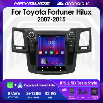NAVIGUIDE Android 10 За радиото на автомобила в стил Tesla за Toyota Fortuner Hilux Vigo AT 2007-2015 GPS Навигация Bluetooth плейър 9,7