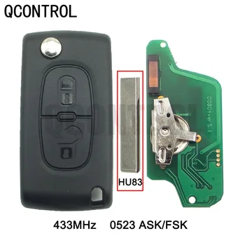 QCONTROL 433 Mhz 2 Бутона на Дистанционното на ключа на Колата са Подходящи за PEUGEOT 207 307 308 407 807 Expert Partner CC SW (CE0523 ASK/FSK, HU83)