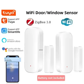 Sasha Wifi/Zigbee Магнитен сензор за врати и прозорци, Безжичен интернет, Безжични врата, детектори за Smart Home Врата магнитна автоматизация