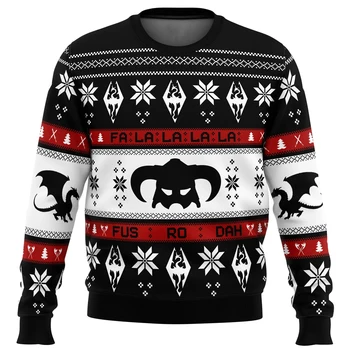 Skyrim Fusrodah Грозен Коледен пуловер Подарък, пуловер Дядо Коледа, мъжки 3D hoody и горната есенно-зимни дрехи