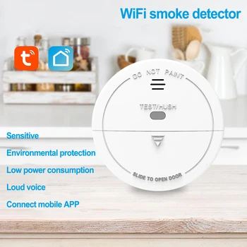 Wi-Fi, Сензор за дим, детектор на звуковата сигнализация, приложение на Hristo Smart Life, датчик за пожар за ресторанти, офис сгради, помещения