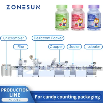 ZONESUN Автоматична Машина За Бутилиране на Дъвчащи Бонбони Zefmallow, Обзавеждане За Опаковане на Дъвчащи каучук ZS-AFLC
