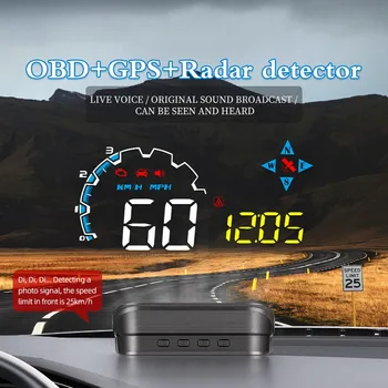 Авто HUD Auto OBD2 + GPS Централен Дисплей Цифров Скоростомер GPS Бордови Компютър, Аларма за Превишаване на Скоростта Аксесоари Ускорение на 100 км