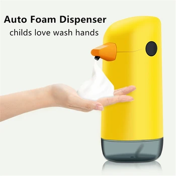 Автоматично дозиране система пенящегося сапун За деца, устройство за измиване на ръцете с Жълт патица, Безконтактно опаковка течен сапун за измиване на ръцете в банята