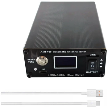 Антена тунер ATU-100 за шунка радио 1,8-55 Mhz Автоматична антена тунер N7DDC мощност 100 Вата с отворен код на къси вълни и трайна батерия
