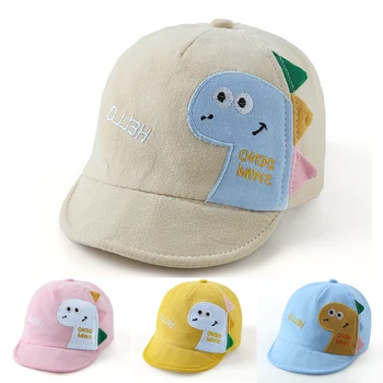 Бейзболна шапка с анимационни динозавром за малки момчета и момичета, пролет-лято, детска шапка с сенника, Корейски шапки с козирка за деца, 1-3 г.