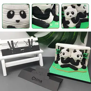 Бележник 3D 3D Art Calendar 2024 Panda Pad 3D Бележка Подарък Бележка Модел Издълбани Блокове 3D Лепкава Хартия