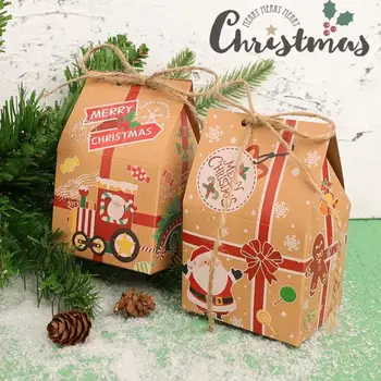 Весела Коледа Крафт-Хартия Бисквити, Бонбони, Подаръчни Кутии Чанта Коледа Нова Коледна Украса Навидад Дядо Парти Карикатура Година Домът на S3T2