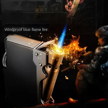 Ветрозащитная Надуваема Запалка Focus-F082 Cannon, Мъжки Креативна Запалка Blue Flame Direct Метал, продажба на Едро