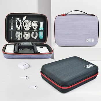 Водоустойчив захранващ блок за електронно телефон със здрав корпус, U-диск, слушалки, кабели за трансфер на данни, USB-зарядно, кутия за багаж, чанта за организиране, калъф