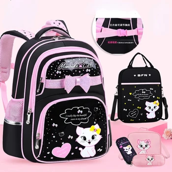 Водоустойчив училищни чанти за момичета, детски училищен раница с изображение на котка, ортопед раница за деца, детска раница за училище