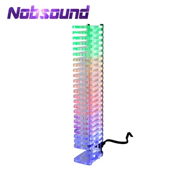Възстановяване-Nobsound Crystal Led Cube музикален индикатор за нивото на звуковия спектър Усилвател на звука VU Метър САМ Kit