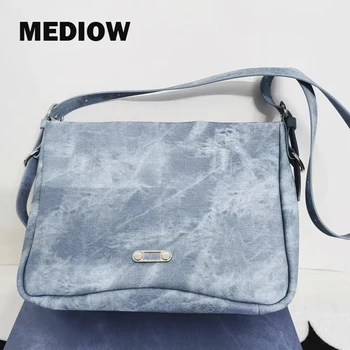 Дамски чанти-тоут MEDIOW, луксозни дизайнерски чанти и портфейли, на новост 2023 г., от изкуствена деним, чанти-незабавни посланици голям капацитет през рамо