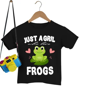 Дрехи за момичета-жаби, тениски с мультяшными животни, Просто момиче, което обича върхове с жаби, Лятна модна тениска, тениска за момчета с жаби Kawaii