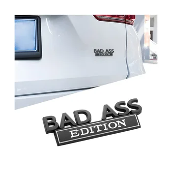 Емблемата Car Bad Ass Edition, 3D стикер върху иконата на крилото, автоаксесоари за етикети на задната врата, преден капак, багажник, черен + бял