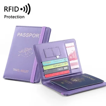 Жените и Мъжете RFID Реколта бизнес корици за паспорти, Държач, Мултифункционален лична карта, Банкова карта, калъф-портфейл от изкуствена кожа, пътни аксесоари