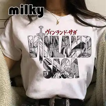 Женска тениска с аниме Vinland Saga, Эстетичная тениска с къс ръкав, Японската Манга, Ежедневни тениска оверсайз, Дамски тениски с кръгло деколте и графичен дизайн.