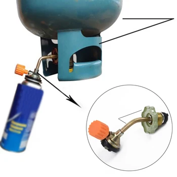 За многократна употреба адаптер за къмпинг, за газови бутилки с бутан Конектор за зареждане на резервоара Адаптер за Клапан за презареждане на Еднократна употреба Бутилка с бутан