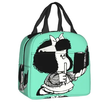 Изработена по поръчка Чанта за обяд Mafalda Reading Her Book За мъже и жени, хладилник, Топло Изолирани Обяд-апарати за деца, школа
