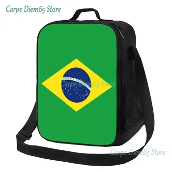 Изработена по поръчка чанта за обяд с Бразилски флаг на Мъжки Дамски Чанти-хладилник с топла изолация за обяд за деца, ученици