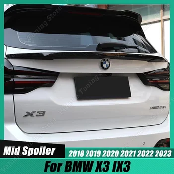 Колата ABS Пластмаса Заден Багажник Среден, заден Спойлер, Крило Сплитер Външно боядисване за BMW X3 IX3 2018-2023 Лъскаво Черен MP Стил Аксесоари