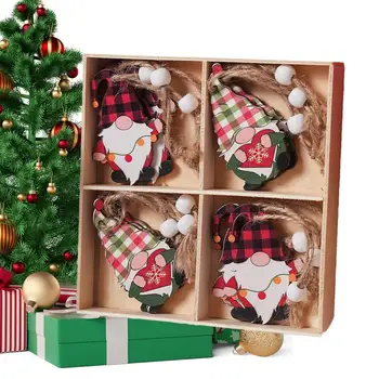 Коледен подарък кутия Дървена подарък кутия с джуджетата на Дядо 12 бр. Сувенири за партита Коледна тема окачване Коледна елха Декор за деца Изкуство