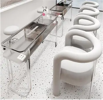 Комплект стъклени маникюрных маси и столове Silver равенство single double triple rock plate маса и стол за маникюрной работилница