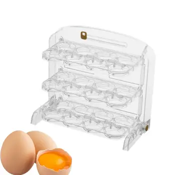 Контейнер за яйца за хладилник, 3-слойный тава за яйца с голям капацитет, за многократна употреба кутия за съхранение на яйца, органайзер за яйца, тава за яйца в хладилника