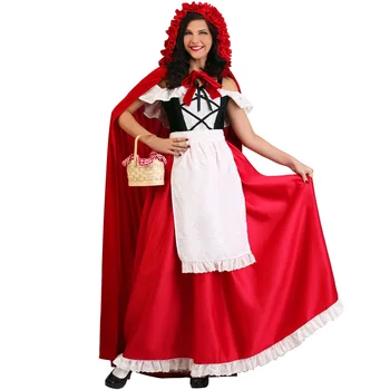 Костюми за Хелоуин за жени, cosplay-костюм на жената-фантазерки на Хелоуин, за ролеви игри, Рокля с качулка за червена езда.