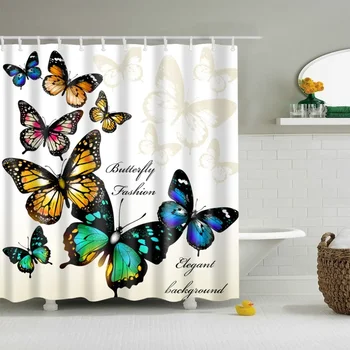 Красиви декоративни завеси за душ под формата на паун, пеперуди, бухал, птица, завеси за баня, водонепропусклива завеса за баня от полиестер с куки