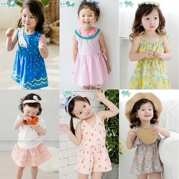 Лятна рокля за деца в корейски стил за сладки момичета, Детски премяна, Комплекти принцеса с къс ръкав, Ежедневни костюми от 18 м. на 24 М 3 Тона