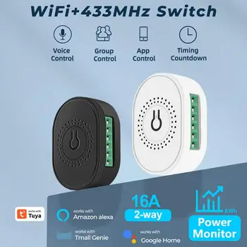 Мини-ключа на Hristo 16A Wifi + RF 433 С превключвател на захранването, двустранно реле таймер, интелигентен превключвател на живот, работа с Алекса Home