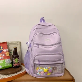 Минималистичная найлон училищна чанта за момичета с голям капацитет за пътуване до работа Дамска чанта Издаден през 2024 г., Нов висококачествен ученическа раница