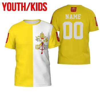 Младежки Деца Потребителското си Име Номер Флаг на Ватикана 3D Тениски Облекло Тениска За Момчета И Момичета, Тениски, Потници Подарък За Рожден Ден, Размерът на САЩ